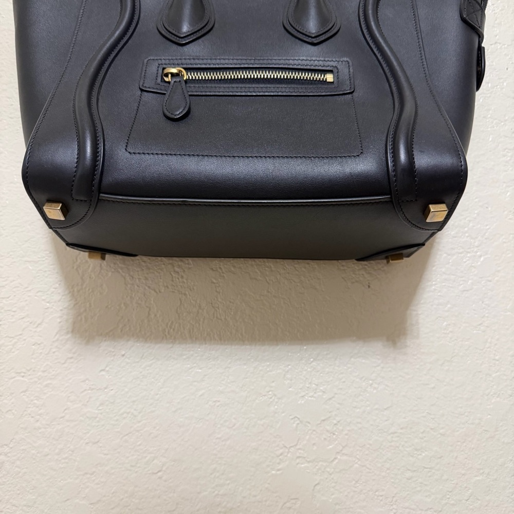Auth Celine black Calfskin Micro Luggage Tote bag - Picture 5 of 14